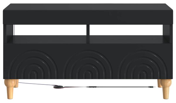 LED TV szekrény Fekete Szerelt Fa