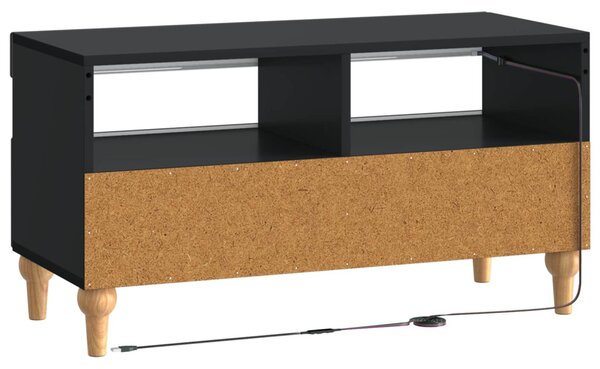 LED TV szekrény Fekete Szerelt Fa