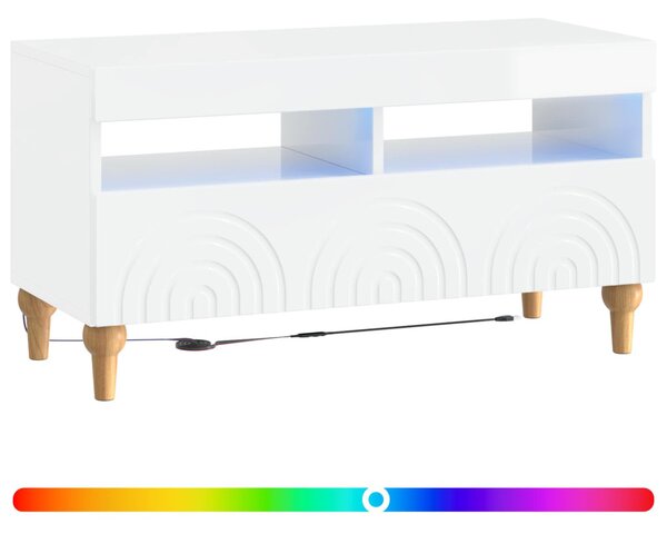 LED TV szekrény ALKMAAR 81 x 35 x 43 cm Magasfényű Fehér