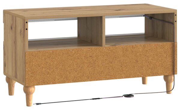 LED TV szekrény Kézműves Tölgy Szerelt Fa