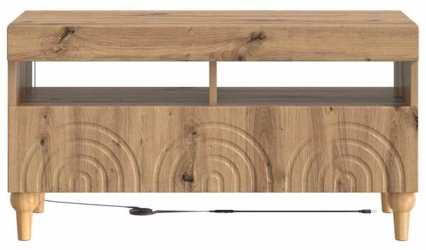 LED TV szekrény Kézműves Tölgy Szerelt Fa