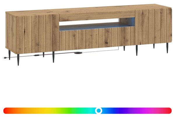 LED TV szekrény Kézműves Tölgy Szerelt Fa