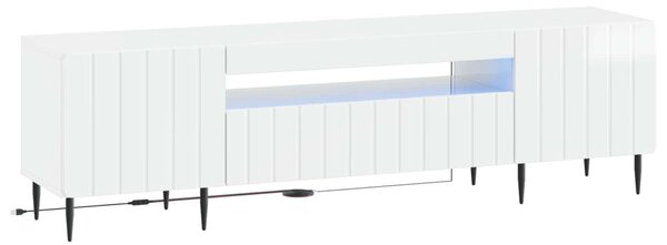 LED TV szekrény Magasfényű Fehér Szerelt Fa