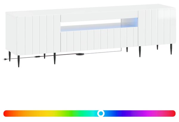 LED TV szekrény Magasfényű Fehér Szerelt Fa
