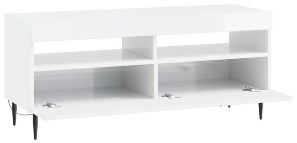 LED TV szekrény Magasfényű Fehér Szerelt Fa