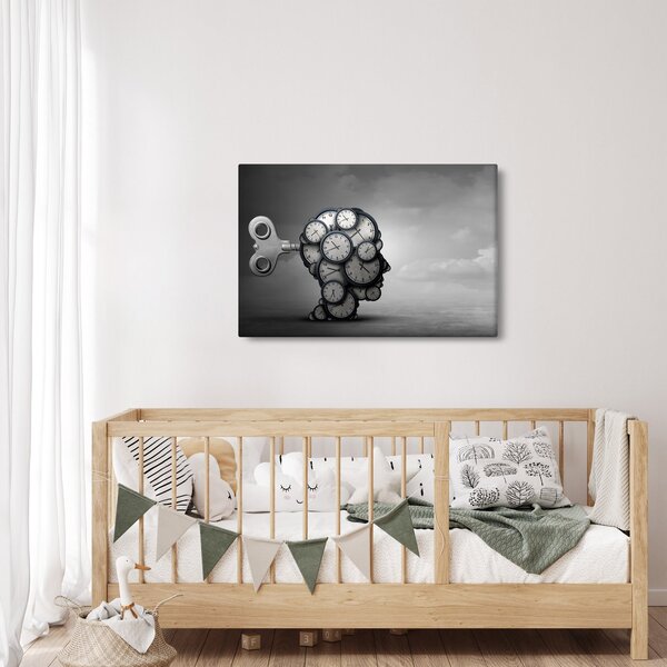Művészi kép egy fej órával (90x60 cm)