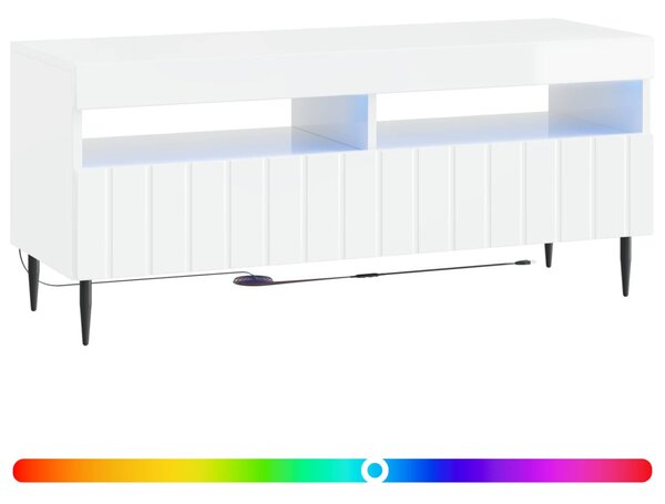 LED TV szekrény Magasfényű Fehér Szerelt Fa