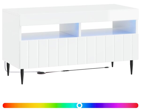 LED TV szekrény ZWOLLE 81 x 35 x 43 cm Magasfényű Fehér
