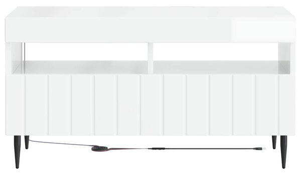 LED TV szekrény ZWOLLE 81 x 35 x 43 cm Magasfényű Fehér
