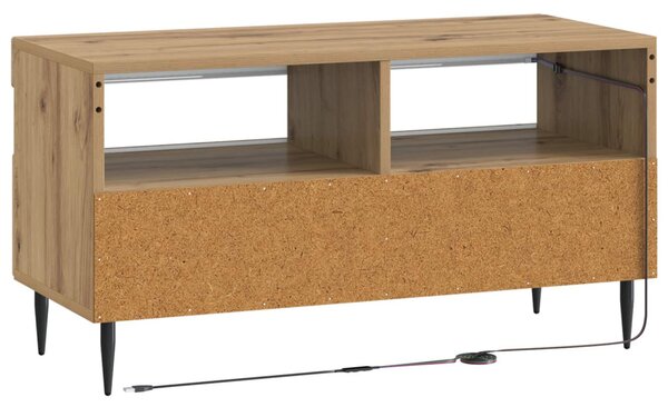 LED TV szekrény Kézműves Tölgy Szerelt Fa