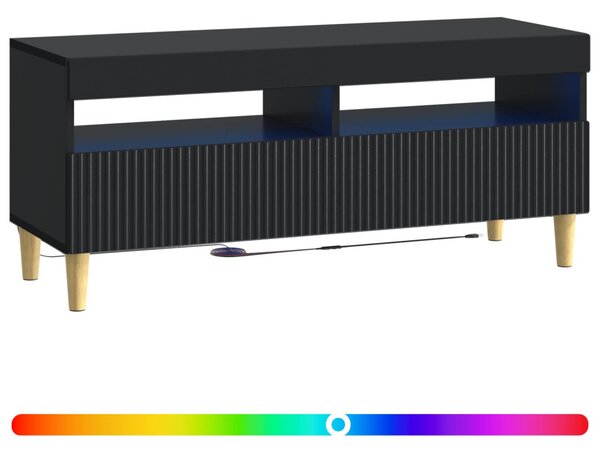 LED TV szekrény Fekete Szerelt Fa