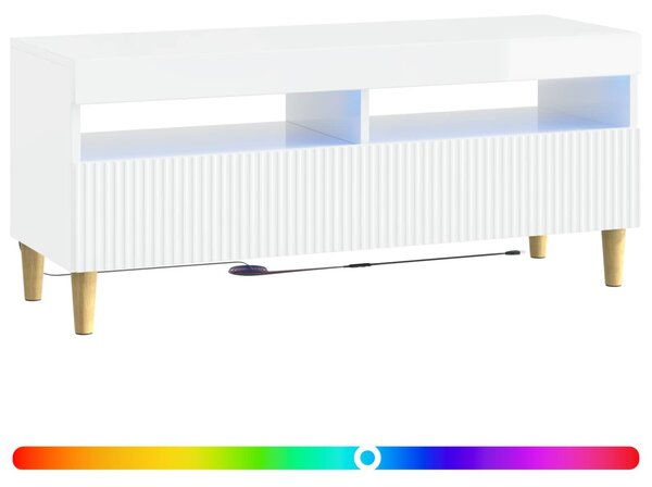 LED TV szekrény Magasfényű Fehér Szerelt Fa
