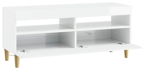 LED TV szekrény Magasfényű Fehér Szerelt Fa