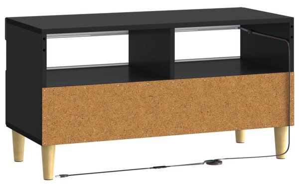 LED TV szekrény Fekete Szerelt Fa
