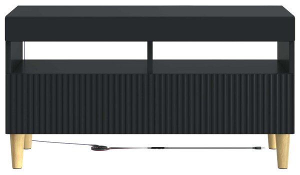 LED TV szekrény Fekete Szerelt Fa
