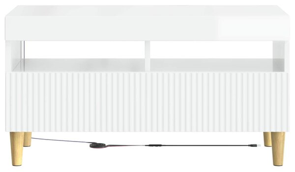 LED TV szekrény Magasfényű Fehér Szerelt Fa