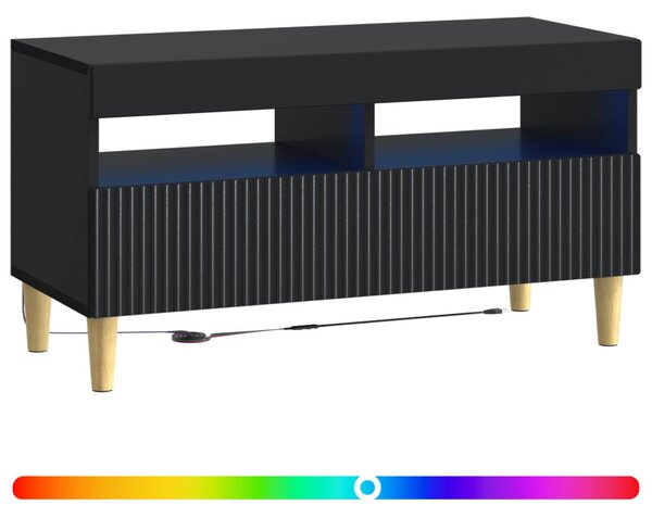 LED TV szekrény Fekete Szerelt Fa