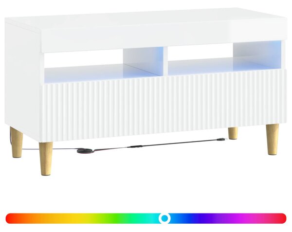 LED TV szekrény Magasfényű Fehér Szerelt Fa