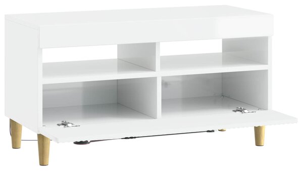 LED TV szekrény Magasfényű Fehér Szerelt Fa