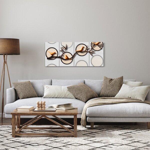 Művészi kép - Madarak egy ágon (120x50 cm)