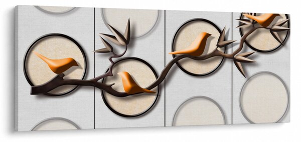 Művészi kép - Madarak egy ágon (120x50 cm)
