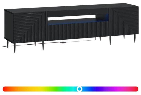 LED TV szekrény Fekete Szerelt Fa