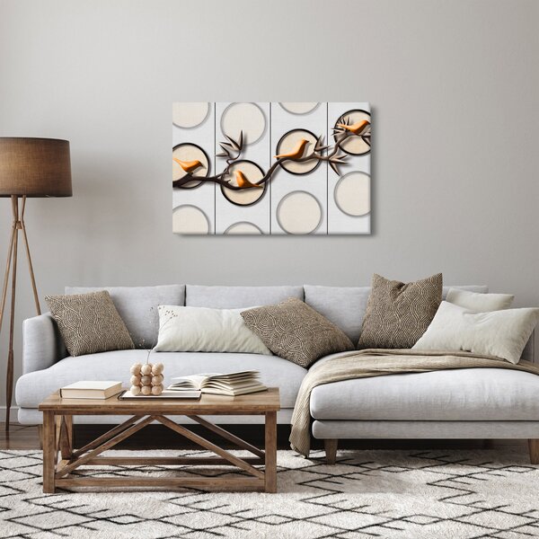 Művészi kép - Madarak egy ágon (90x60 cm)