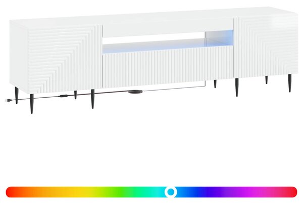LED TV szekrény Magasfényű Fehér Szerelt Fa
