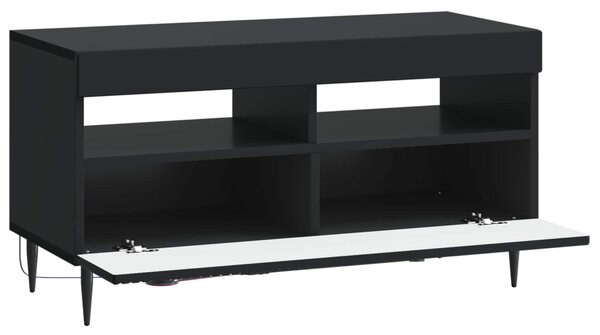 LED TV szekrény Fekete Szerelt Fa