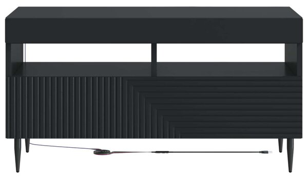 LED TV szekrény Fekete Szerelt Fa