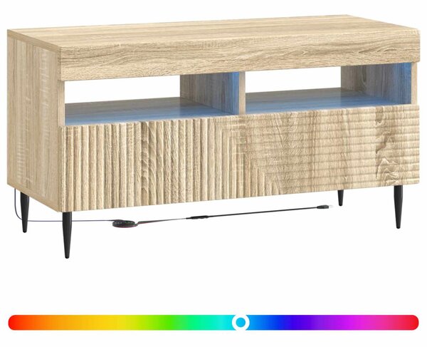 LED TV szekrény Sonoma Tölgy Szerelt Fa