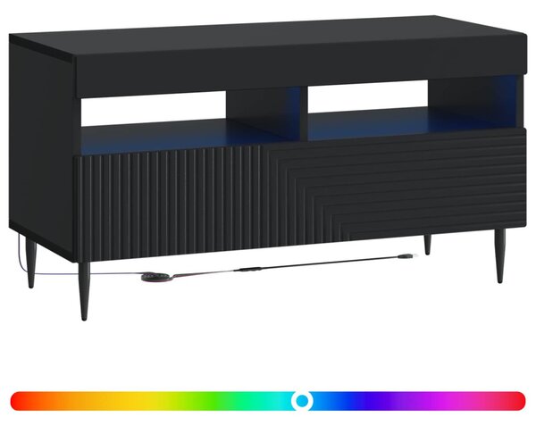 LED TV szekrény Fekete Szerelt Fa