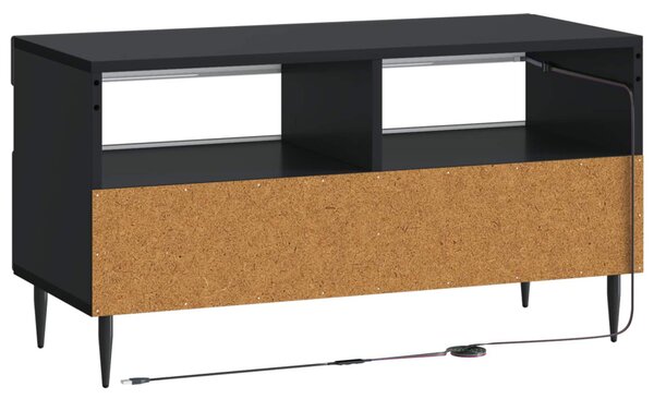 LED TV szekrény Fekete Szerelt Fa