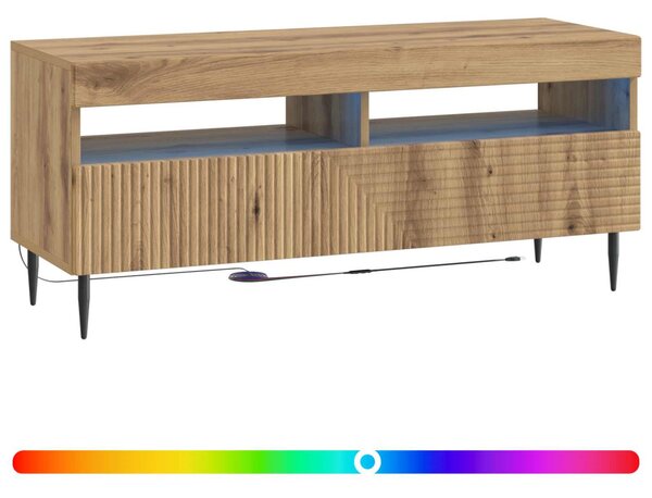 LED TV szekrény Kézműves Tölgy Szerelt Fa