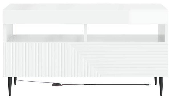 LED TV szekrény Magasfényű Fehér Szerelt Fa