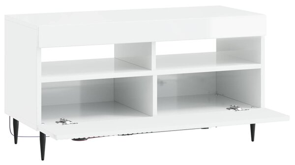 LED TV szekrény Magasfényű Fehér Szerelt Fa
