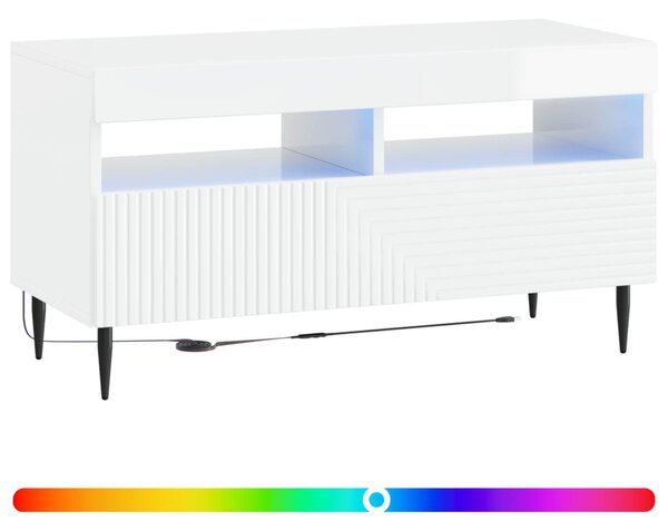 LED TV szekrény Magasfényű Fehér Szerelt Fa