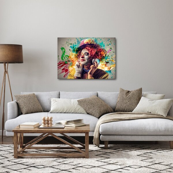 Kép - Női művész fejhallgatóval (70x50 cm)