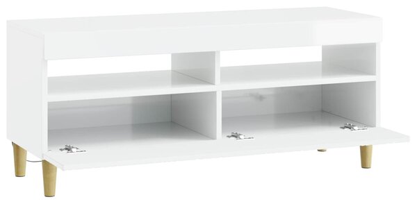 LED TV szekrény Magasfényű Fehér Szerelt Fa