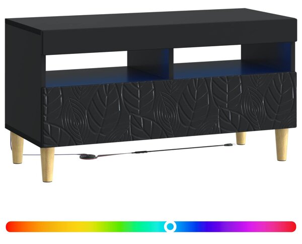 LED TV szekrény Fekete Szerelt Fa