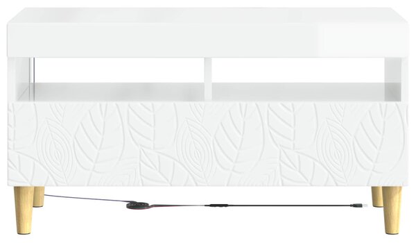 LED TV szekrény Magasfényű Fehér Szerelt Fa