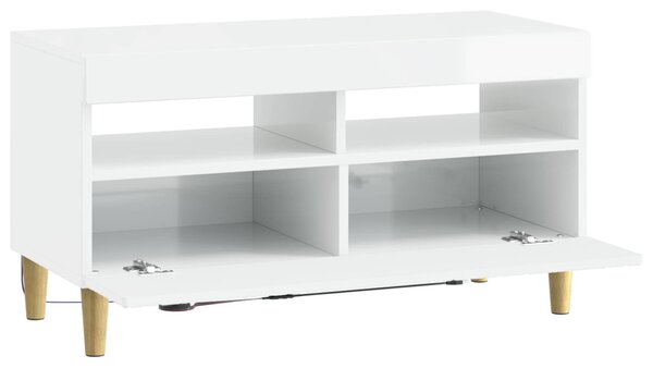 LED TV szekrény Magasfényű Fehér Szerelt Fa