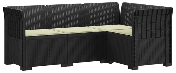 4-Fős Kerti Kanapé Párnákkal Rattan Hatással PP Antracitszürke