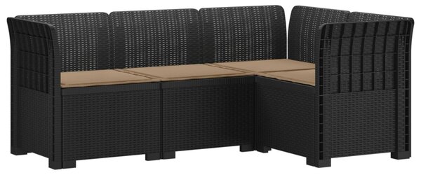 4-Fős Kerti Kanapé Párnákkal Rattan Hatással PP Antracitszürke