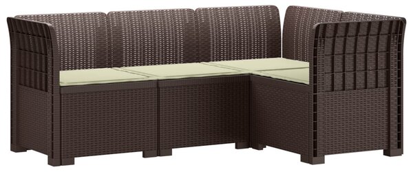 4-Fős Kerti Kanapé Párnákkal Rattan Hatással PP Barna