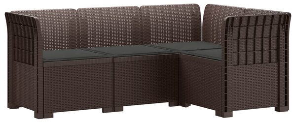 4-Fős Kerti Kanapé Párnákkal Rattan Hatással PP Barna