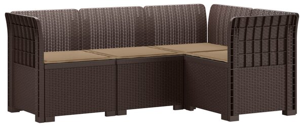 4-Fős Kerti Kanapé Párnákkal Rattan Hatással PP Barna