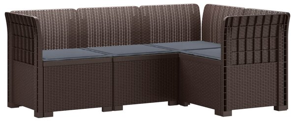 4-Fős Kerti Kanapé Párnákkal Rattan Hatással PP Barna