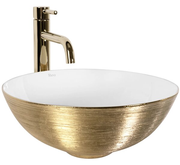 Pultos mosdókagyló REA STELLA Gold Brush / White