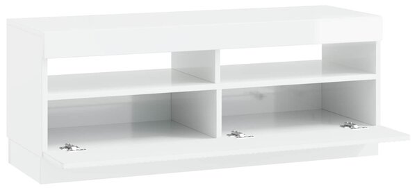 LED TV szekrény Magasfényű Fehér Szerelt Fa